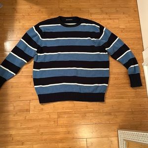 Blue and white striped sweater